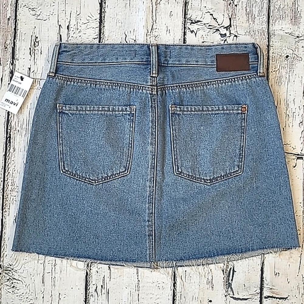 🆕️NWT Mavi Lindsay Raw Hem Light Wash Blue Denim Jean Skirt Womens Size Small - Picture 11 of 17